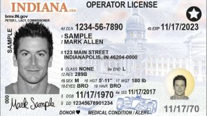 A new Indiana driver's license with the Real ID star.