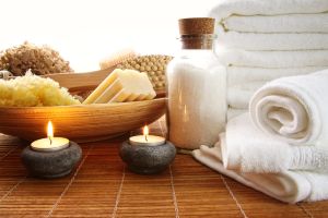 Close-up of spa equipment on table,Romania
