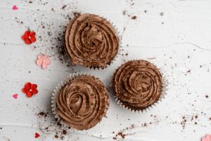 top down view of homemade chocolate cup cakes