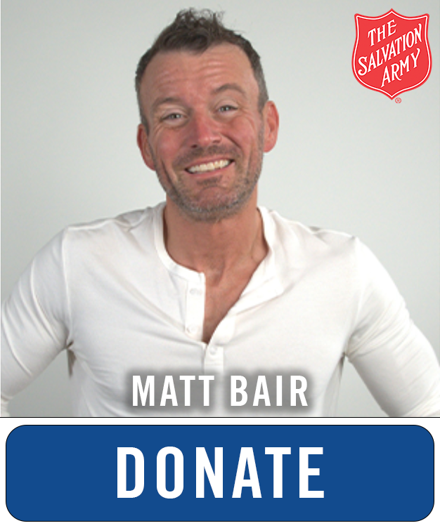 Donate buttons for the salvation army with the talent names