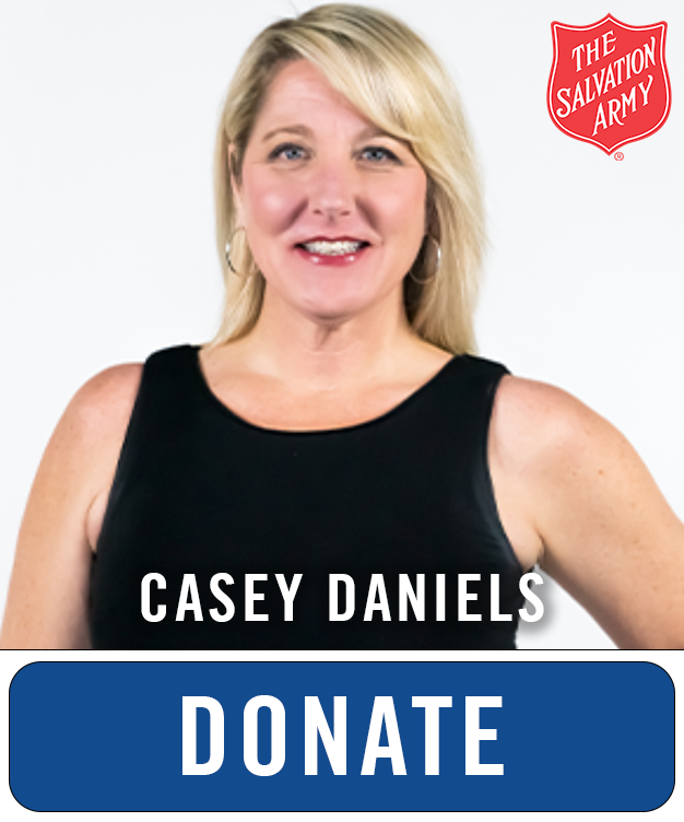 Donate buttons for the salvation army with the talent names