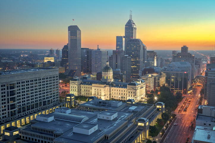 Indianapolis, Indiana, USA Downtown Skyline at Twilight