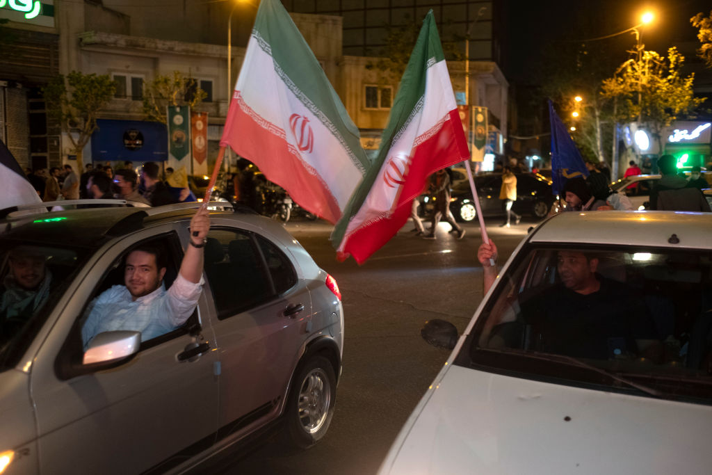 Iranians Celebrate Iran's IRGC Missile And UAV Attack Against Israel