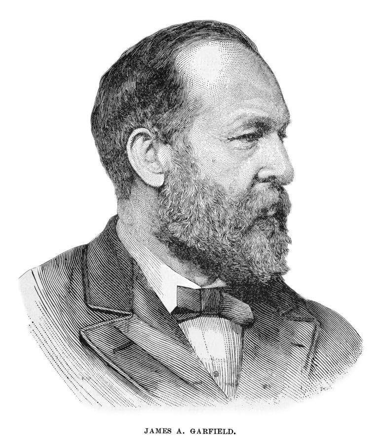 Portrait of James Abram Garfield, 20th president of the United States, serving from March 4, 1881, until his death