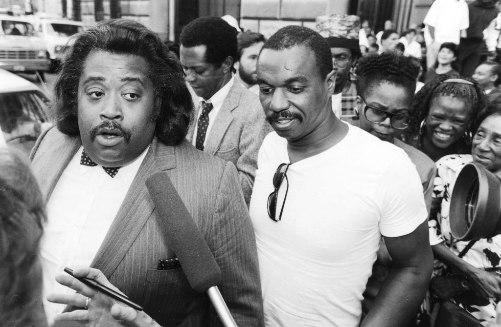Rev. Al Sharpton with father of Yusuf Hawkins in Brooklyn in 1989