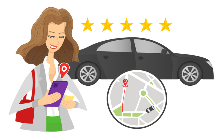 Woman waiting for app car