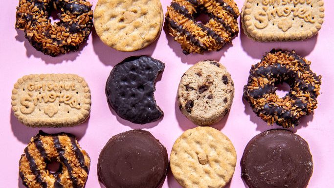 array of girl scout cookies