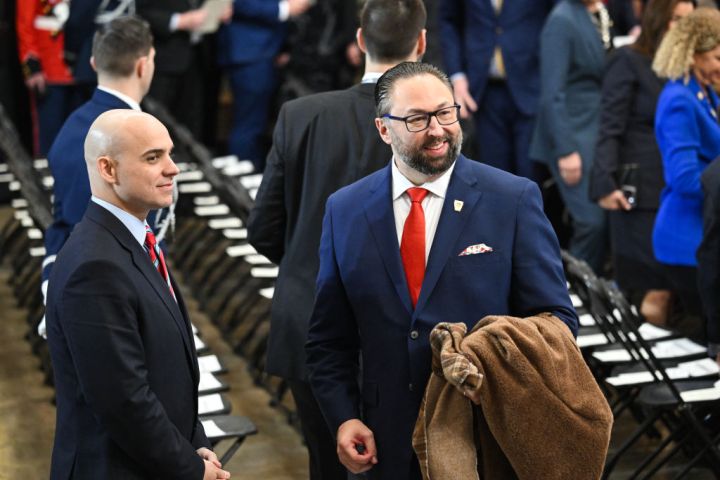 Jason Miller (R), advisor to US President-elect Donald Trump, arrives for the inauguration