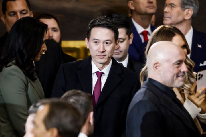 Shou Zi Chew (C), the CEO of TikTok, arrives to attend Donald Trump's inauguration