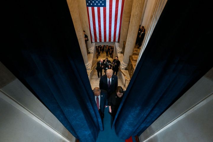 President-elect Donald J. Trump entering the state of his inauguration.