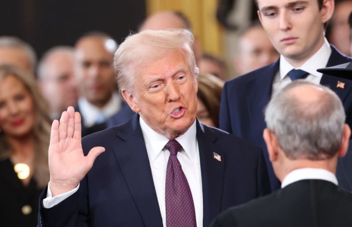 U.S. President-elect Donald Trump takes the oath of office during inauguration