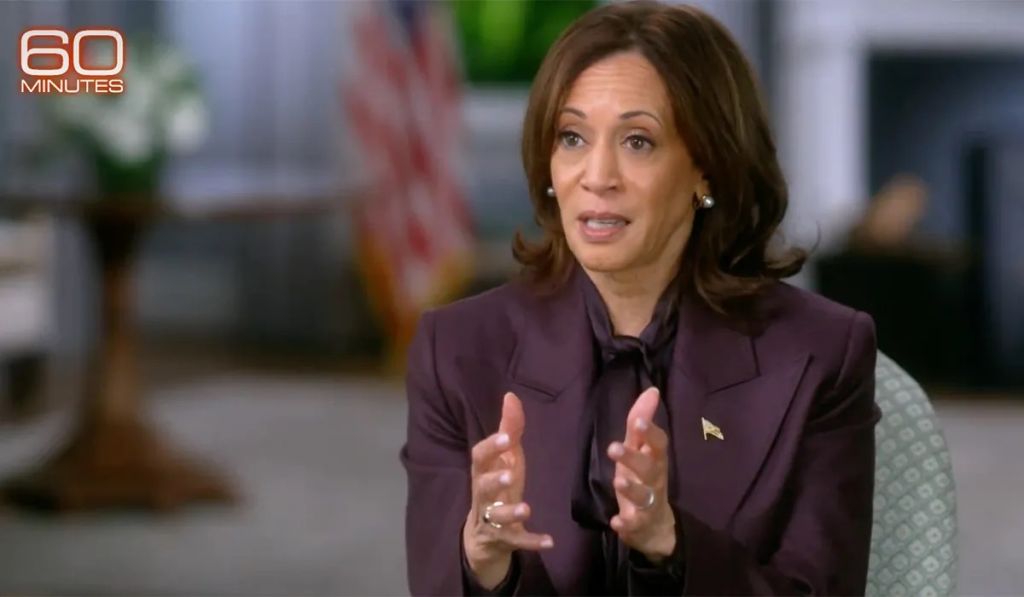 Vice President Kamala Harris interviewed on 60 Minutes, in a video posted October 7, 2024.