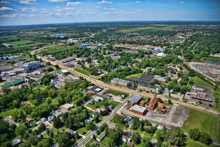 Aerial Photo of Downtown Dyer, Indiana - JoeyBLS Photography