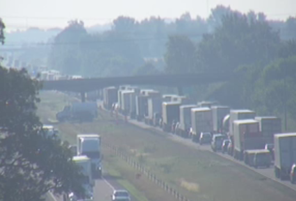 Semi fire hancock county