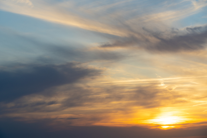 Sunset in a clouded sky