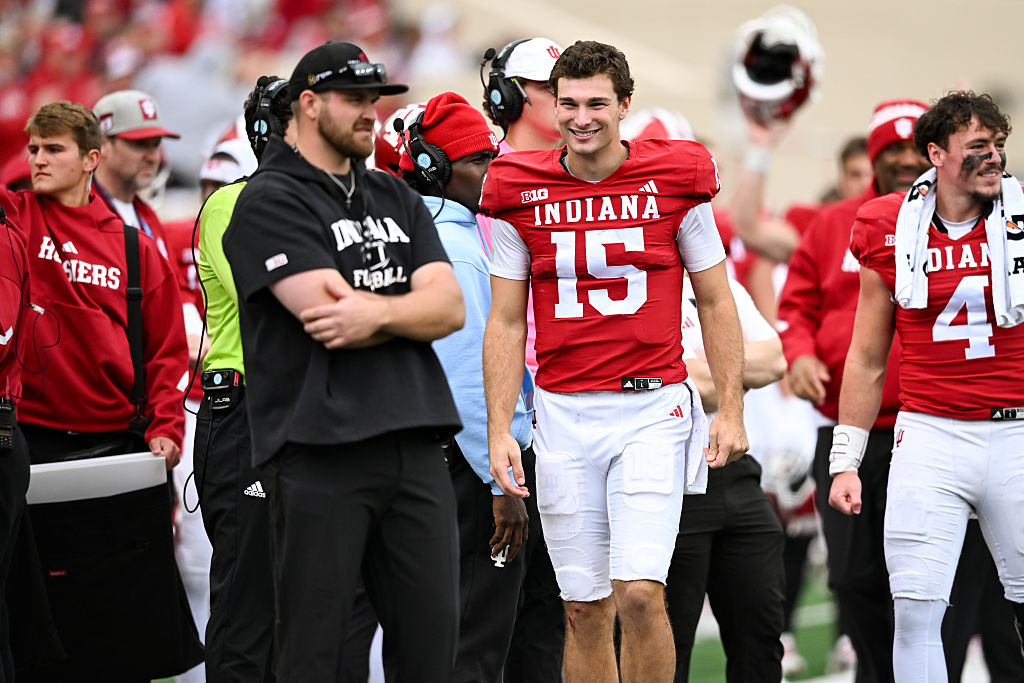 Indiana quarterback Fernando Mendoza enjoying the Hoosiers performance