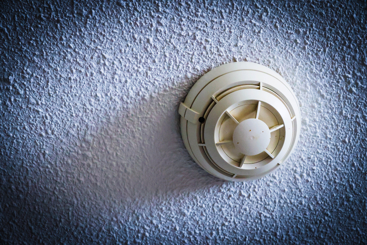 Smoke Detector Mounted on Interior Ceiling Surface