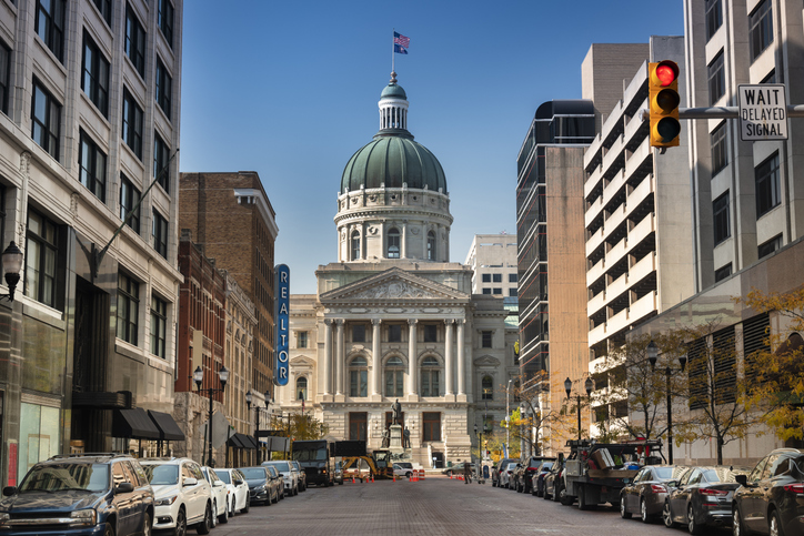 Building exterior of the Indianapolis state house, Indiana, USA